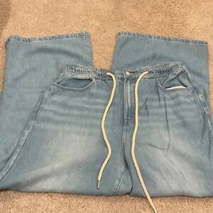 LOFT Denim Pants with Drawstring - The Palazzo high rise